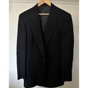 Hart Schaffer Marx Men's 100% PURE Virgin Wool Suit Jacket 42L Black w/ stripes